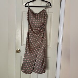 Pink polka dot slip dress